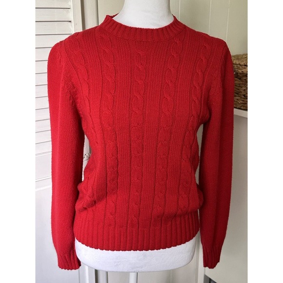 Vintage Captions Puff Sleeve Red Pullover Sweater 80s Size Large L - Picture 5 of 8